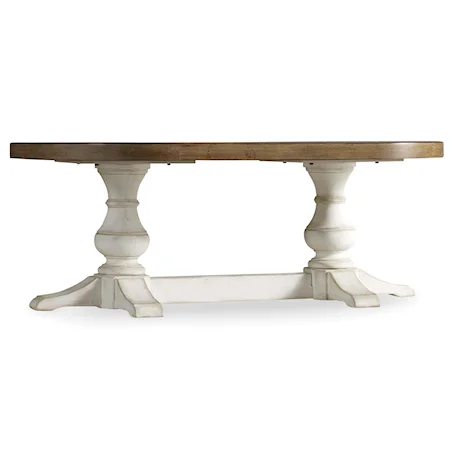 Oval Double Pedestal Two Tone Cocktail Table